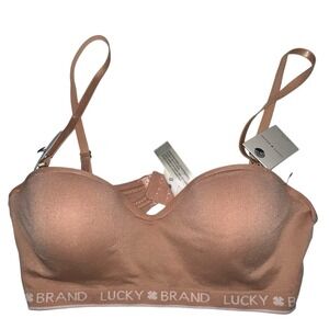 Lucky Brand Convertible Bra 34B Nude‎ Beige Removable Straps Seamless Strapless